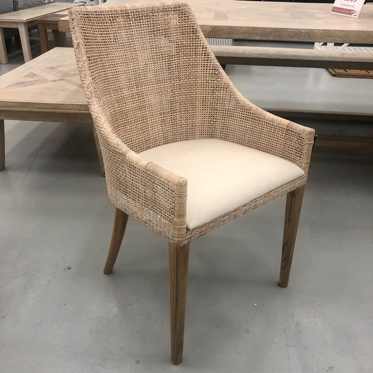 "Coral Bay" Hampton Style Rattan Dining Chair Whitewash, Mindi Timber Legs (RRP $449) - Image 2
