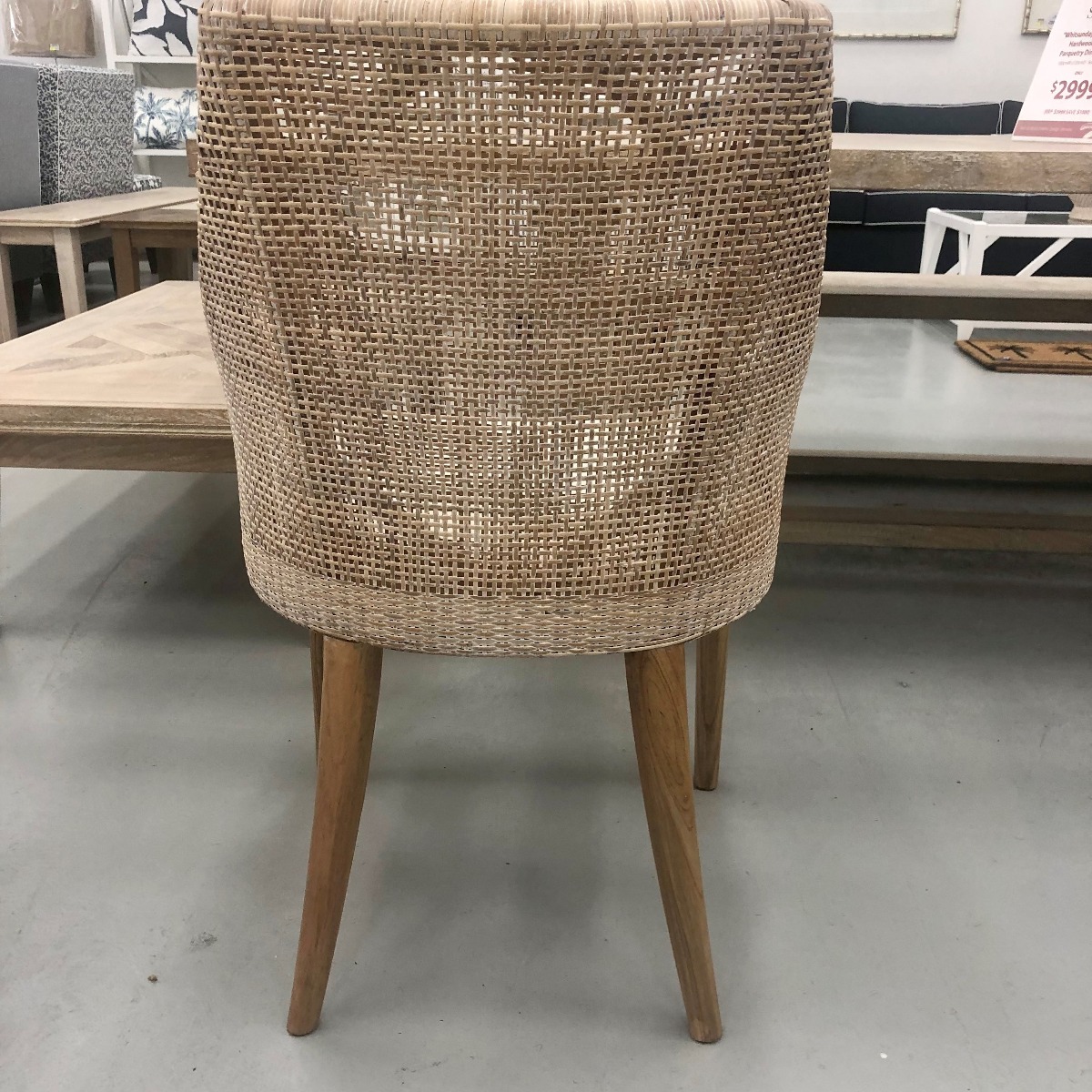 "Coral Bay" Hampton Style Rattan Dining Chair Whitewash, Mindi Timber Legs (RRP $449) - Image 6