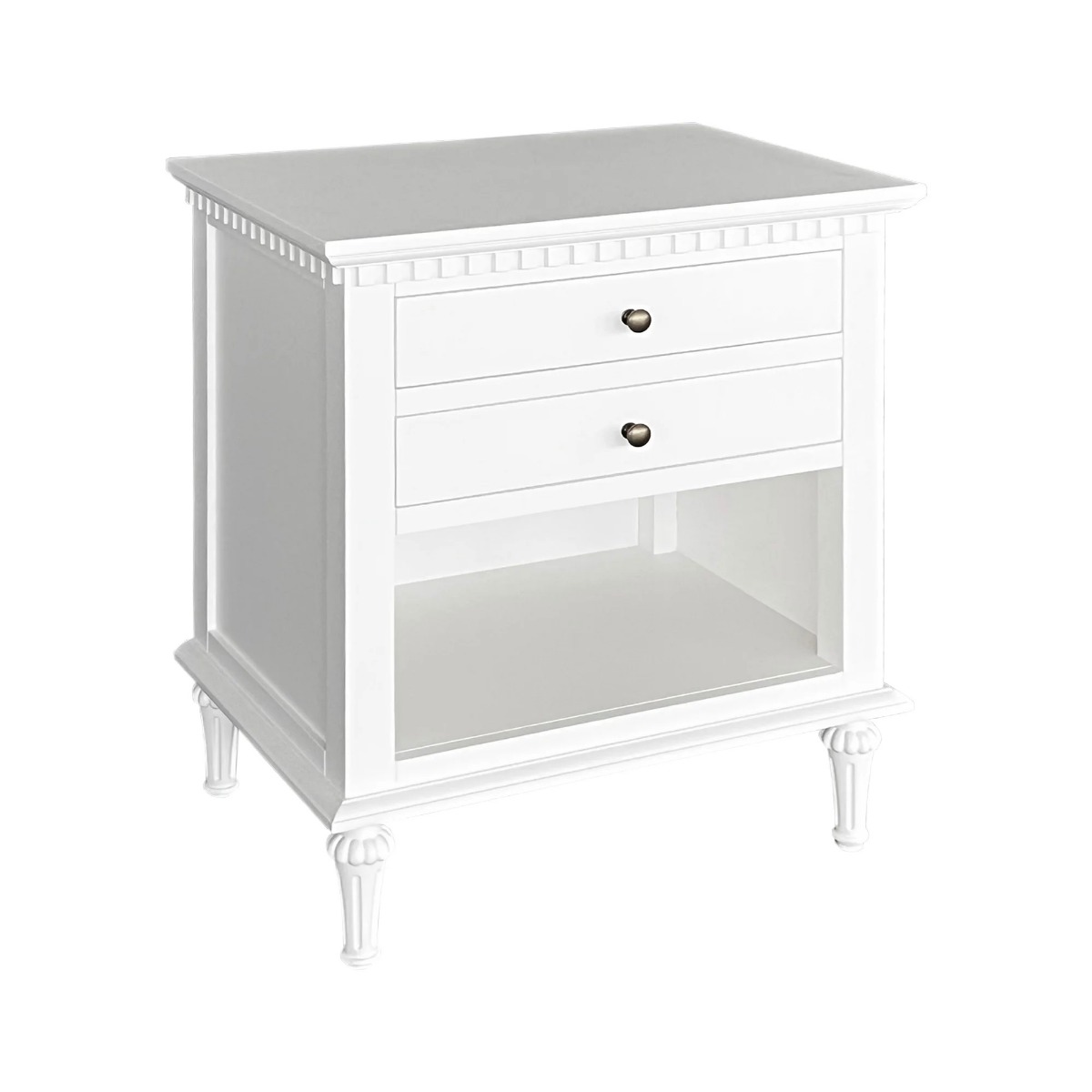 "Maison" Hamptons Style Solid Timber 2 Drawer Bedside Table, White 60cmW x 43cmD x 72cmH (RRP $999)