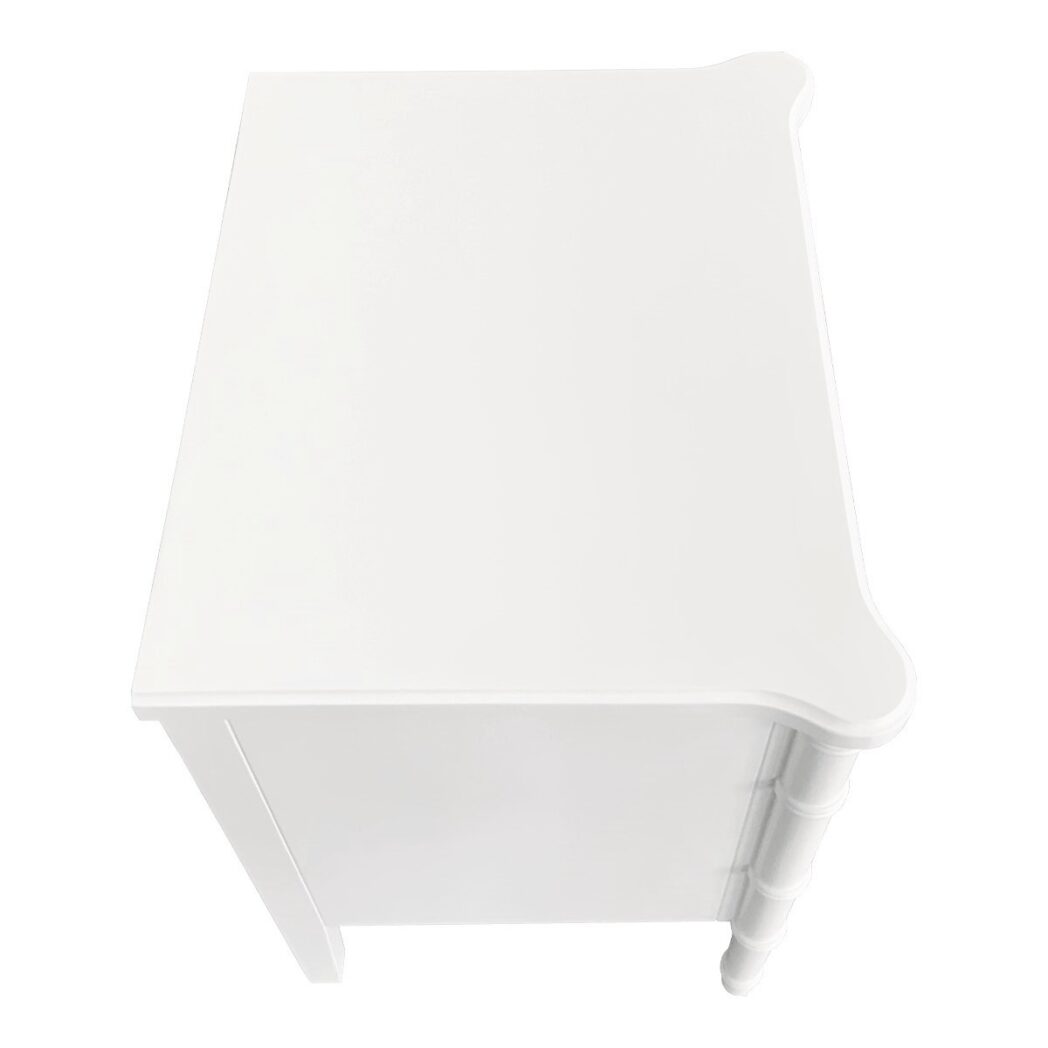 "Faux Bamboo" Hamptons Style Solid Timber 2 Drawer Bedside Table, White 60cmW x 43cmD x 65cmH (RRP $1199) - Image 2