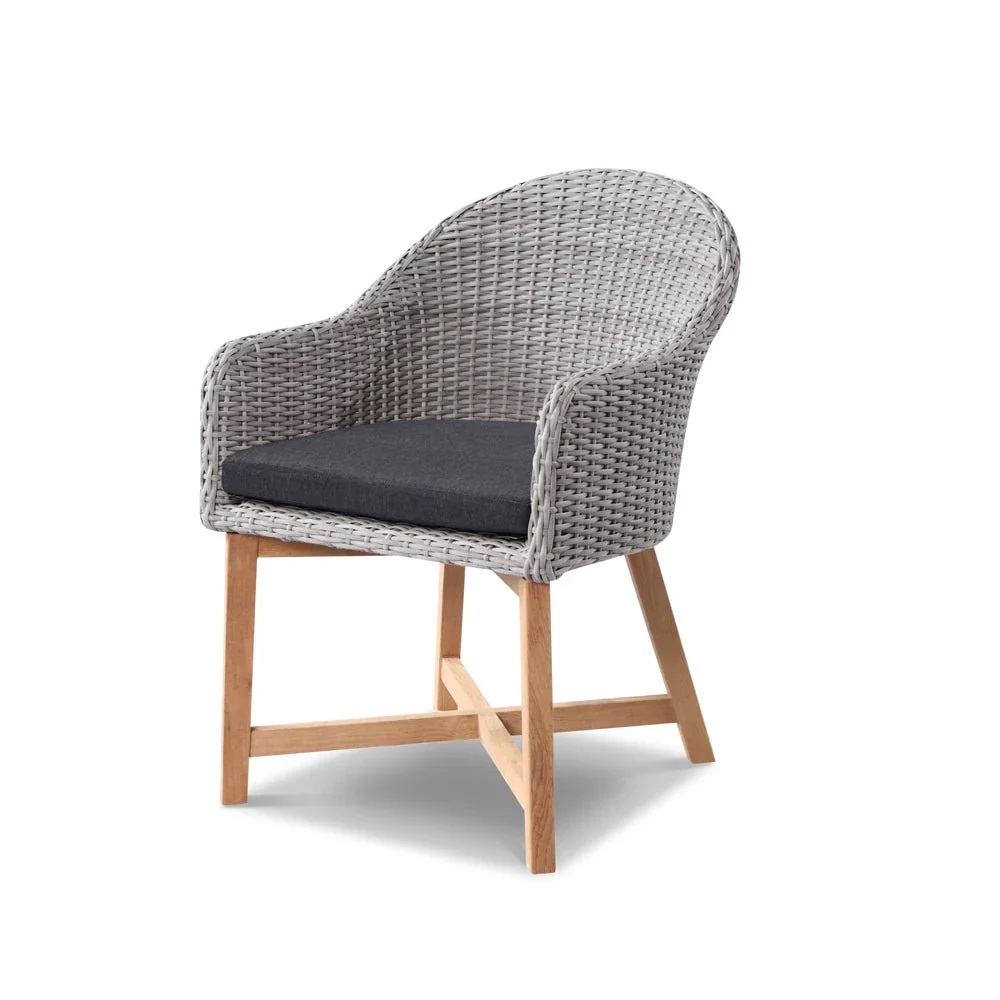"Coastal" Resort Style Outdoor Wicker Dining Chair, Brushed Grey (RRP $699)