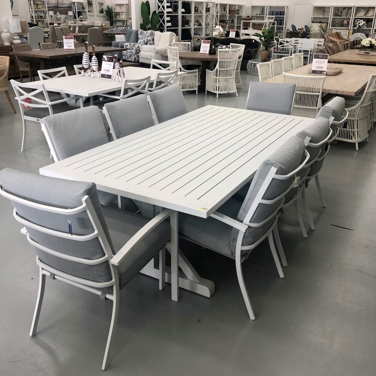 "Santorini" Resort Style Outdoor Package with Aluminium Dining Table in White 220x110cm & 8 High Back Dining Chairs (RRP $3999) - Image 2