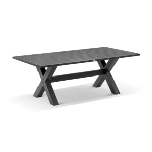 "Tahiti" Hamptons Resort Style Outdoor Aluminium Dining Table Charcoal, L210cm x W102cm x H75cm (RRP $1499)