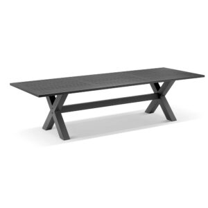 "Tahiti" Hamptons Resort Style Outdoor Aluminium Dining Table Charcoal, L300cm x W102cm x H75cm (RRP $1999)