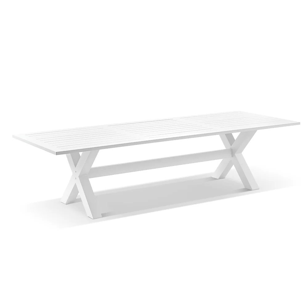"Tahiti" Hamptons Resort Style Outdoor Aluminium Dining Table White, L300cm x W102cm x H75cm (RRP $1999)