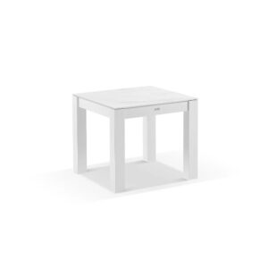 "Montego Bay" Hamptons Style Outdoor Aluminium & Ceramic Top Square Dining Table, White L90cm x D90cm x H77cm