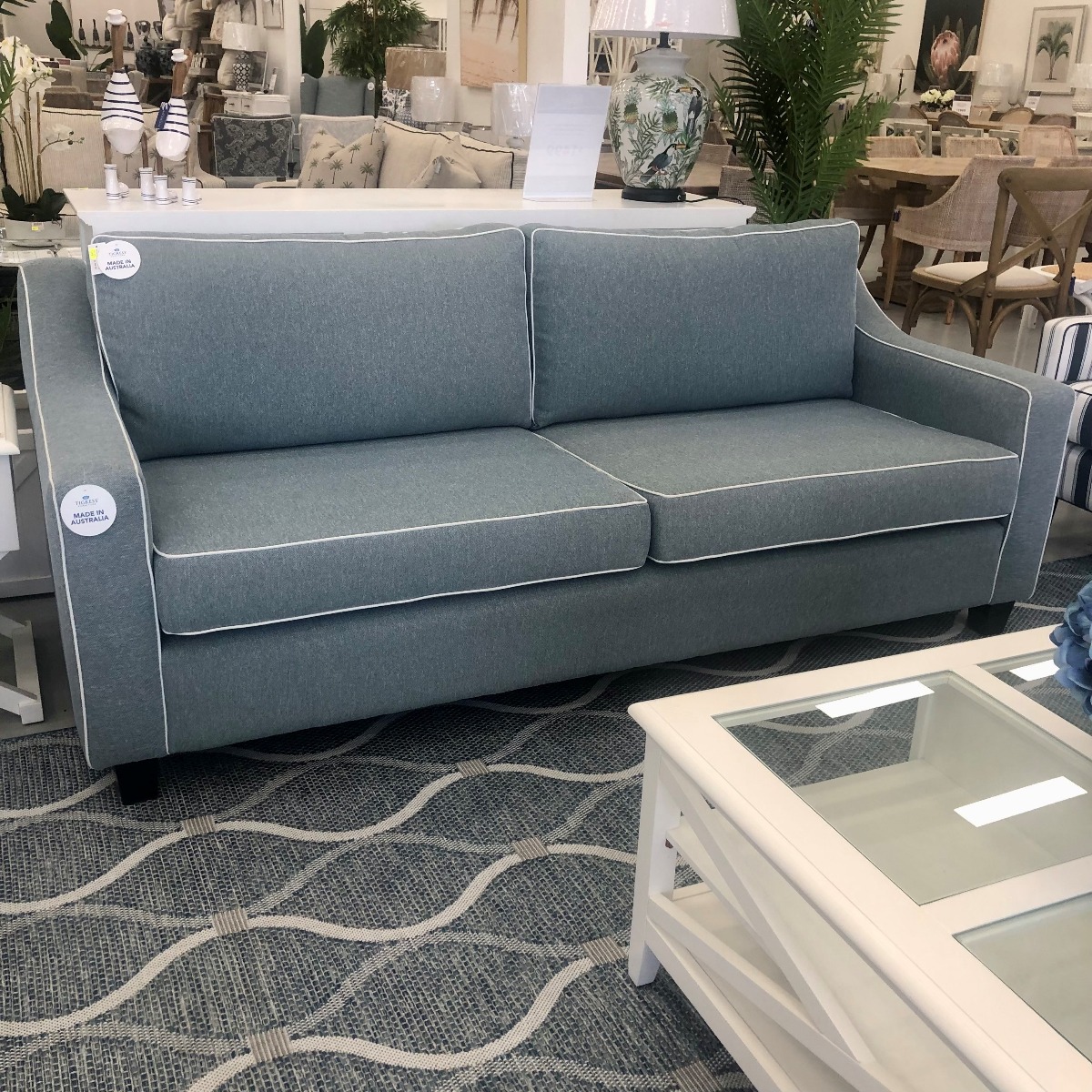"Amalfi" Australian Made Hamptons Style 3 Seater Lounge, 210cm x 95cm x 80cmH, 5 Colours to choose from (RRP $2499) - Image 4