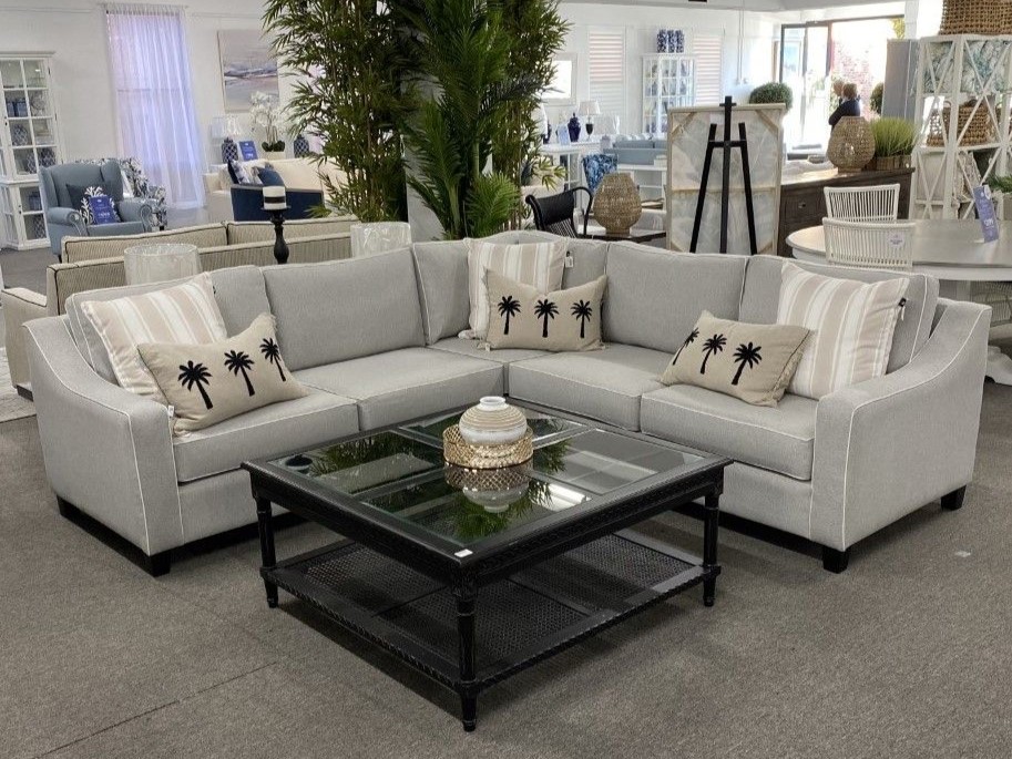 "Amalfi" Australian Made Hamptons Style Corner Modular Lounge, 260cm x 260cm x 95cmD, 5 Colours (RRP $3999)