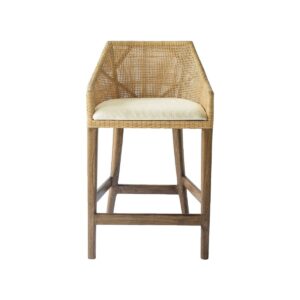 "Hervey Bay" Resort Style Rattan Kitchen Counter Barstool Natural, Timber Legs (RRP $499)