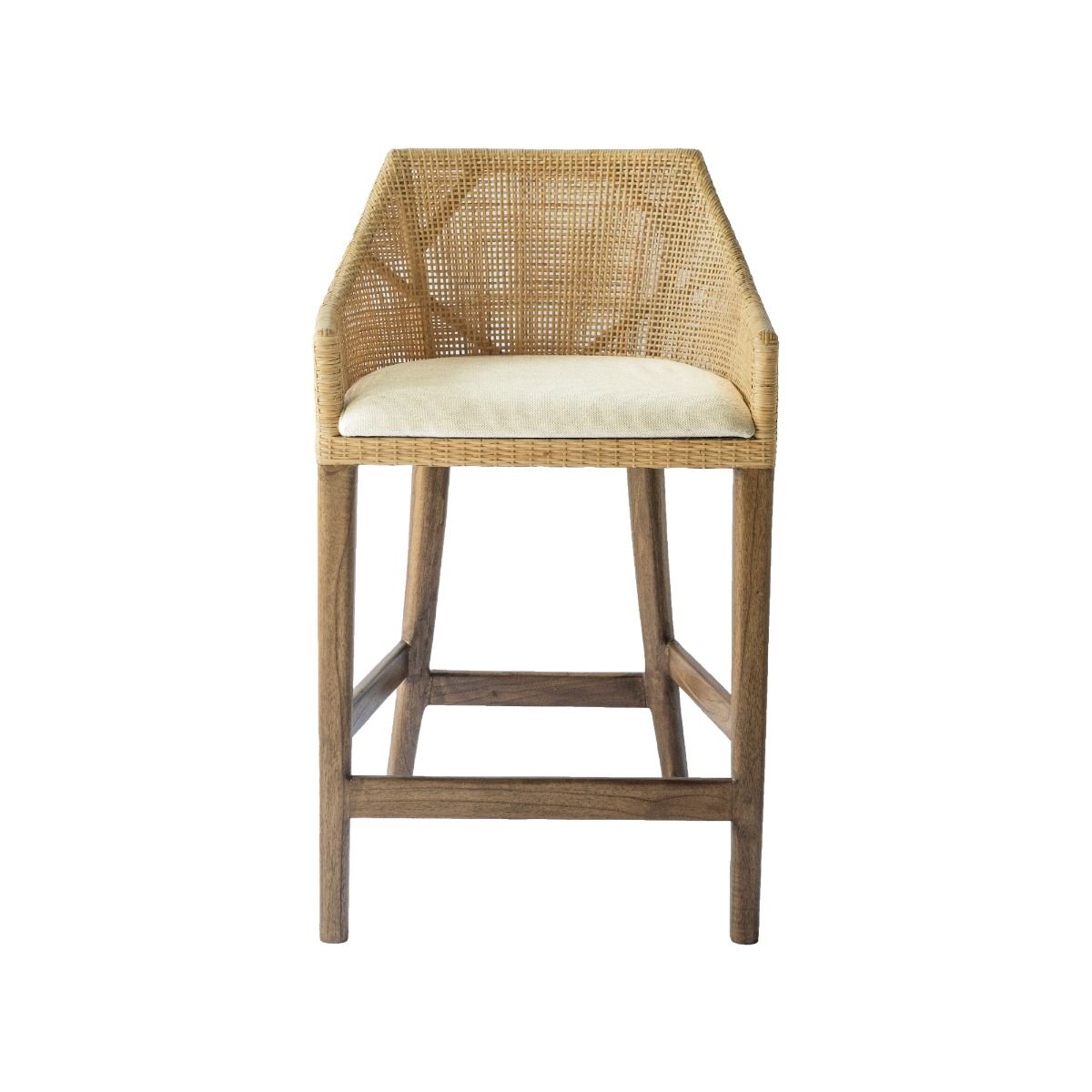 "Hervey Bay" Resort Style Rattan Kitchen Counter Barstool Natural, Timber Legs (RRP $499)