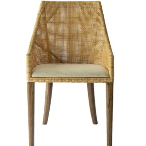 "Hervey Bay" Resort Style Rattan Dining Chair Natural, Timber Legs (RRP $449)
