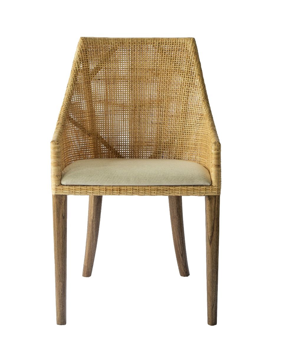 "Hervey Bay" Resort Style Rattan Dining Chair Natural, Timber Legs (RRP $449)