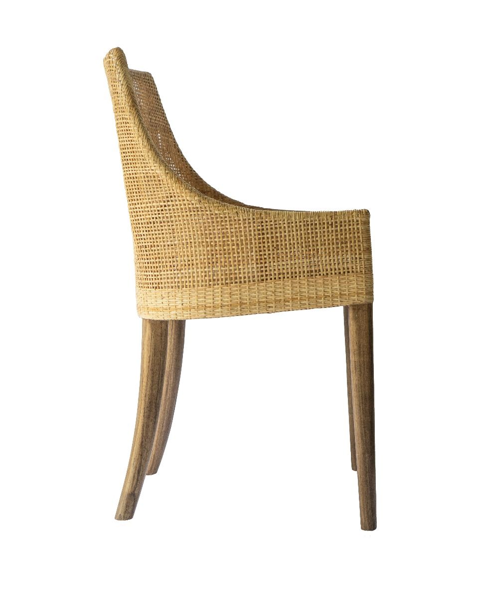 "Hervey Bay" Resort Style Rattan Dining Chair Natural, Timber Legs (RRP $449) - Image 2