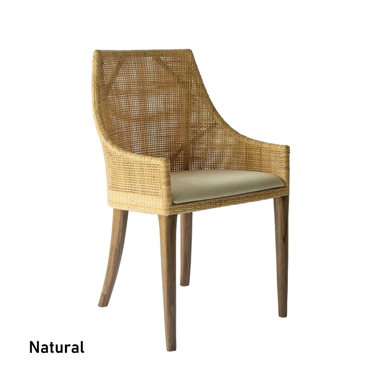 "Hervey Bay" Resort Style Rattan Dining Chair Natural, Timber Legs (RRP $449) - Image 3