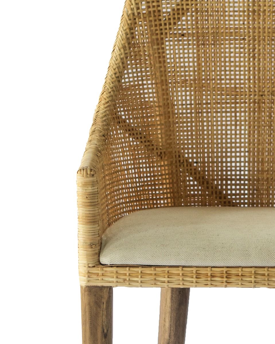 "Hervey Bay" Resort Style Rattan Dining Chair Natural, Timber Legs (RRP $449) - Image 5
