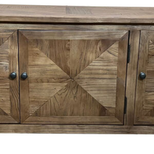 "Villa" Hamptons Style Parquetry 3 Door Entertainment TV Unit Recycled Elm, 160cm x 40cm x 58cmH (RRP $1699)