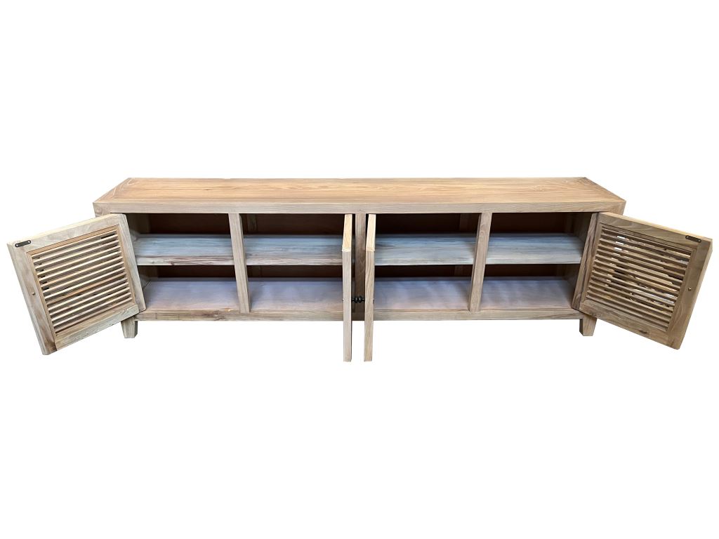 NEW YEAR SALE!! "Byron" Coastal Style 4 Door Entertainment TV Unit Recycled Elm, 200cm x 40cm x 58cmH (RRP $2199) - Image 2