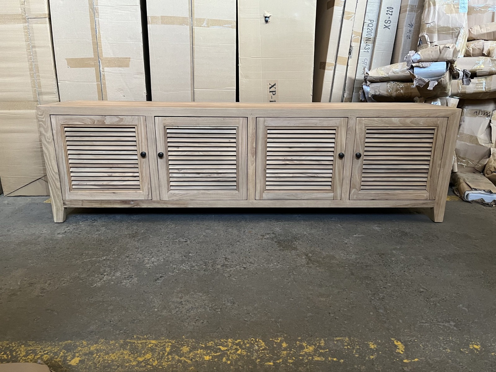 NEW YEAR SALE!! "Byron" Coastal Style 4 Door Entertainment TV Unit Recycled Elm, 200cm x 40cm x 58cmH (RRP $2199) - Image 3
