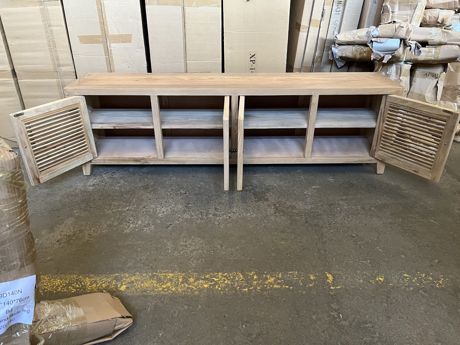 NEW YEAR SALE!! "Byron" Coastal Style 4 Door Entertainment TV Unit Recycled Elm, 200cm x 40cm x 58cmH (RRP $2199) - Image 4