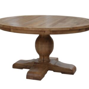 "Hampshire" Hamptons Style Round Dining Table with Pedestal Base Natural Oak, 150cm (RRP $3499)