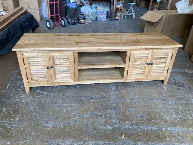 "Palm Beach" Timber TV Entertainment Unit Oak, 180cm x 50cm x 55cmH (RRP $2499) - Image 2