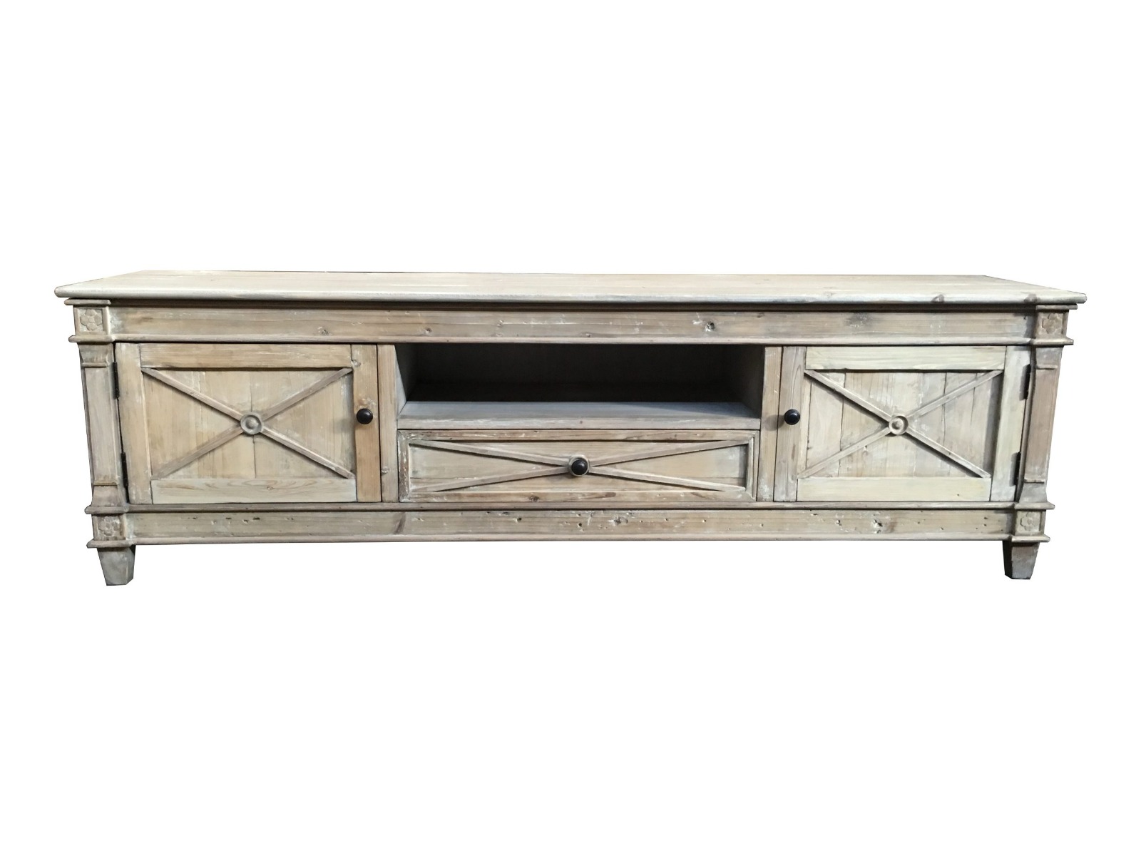 "New Hampshire" Recycled Timber TV Entertainment Unit White Wash, 180cmL x 40cmD x 55cmH (RRP $1499) - Image 5