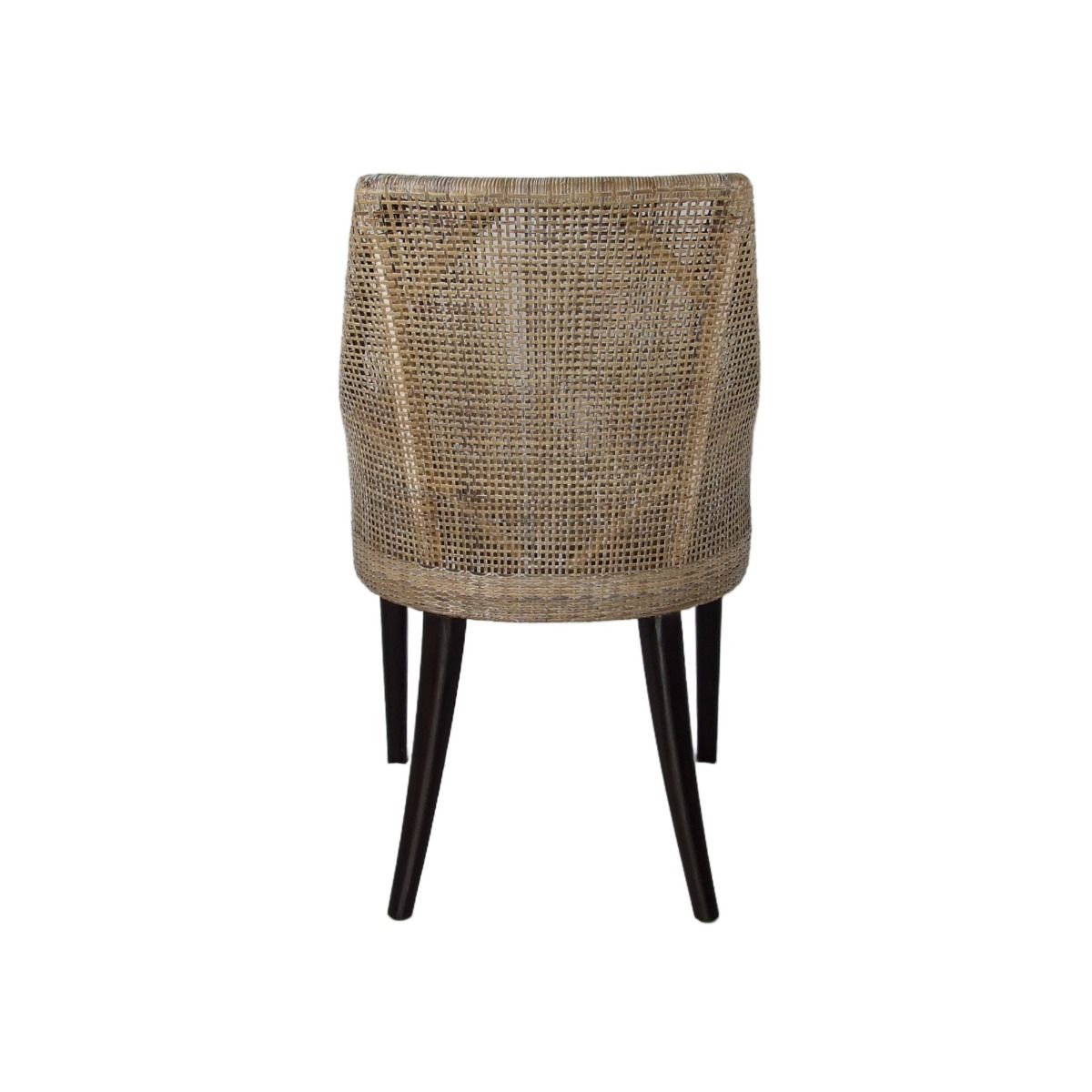 "Hervey Bay" Resort Style Rattan Dining Chair Greywash, Black Timber Legs (RRP $449) - Image 5