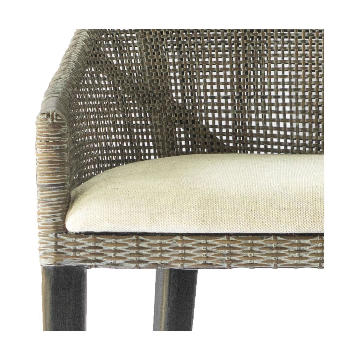 "Hervey Bay" Resort Style Rattan Kitchen Counter Barstool Greywash, Black Timber Legs (RRP $499) - Image 5