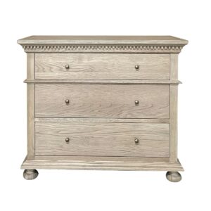 wp-image-tigress-45893.jpg "South Hampton" Hamptons Style Solid Oak Timber 3 Drawer Tallboy, Weathered Oak 107cmW x 46cmD x 91cmH (RRP $2199)