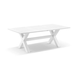 "Tahiti" Hamptons Resort Style Outdoor Aluminium Dining Table White, L210cm x W102cm x H75cm (RRP $1499)