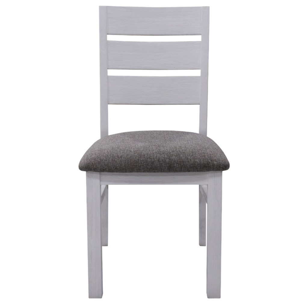 "Coastal" Hamptons Style Dining Table Package 190x100cm, Chairs with Grey Fabric Cushioned Seat, Vivid White (RRP $3499) - Image 3