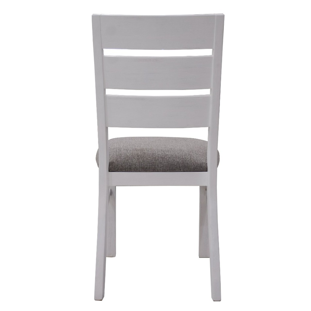 "Coastal" Hamptons Style Dining Table Package W225 x D100 x H77 CM, Chairs with Grey Fabric Cushioned Seat, Vivid White (RRP $3999) - Image 5