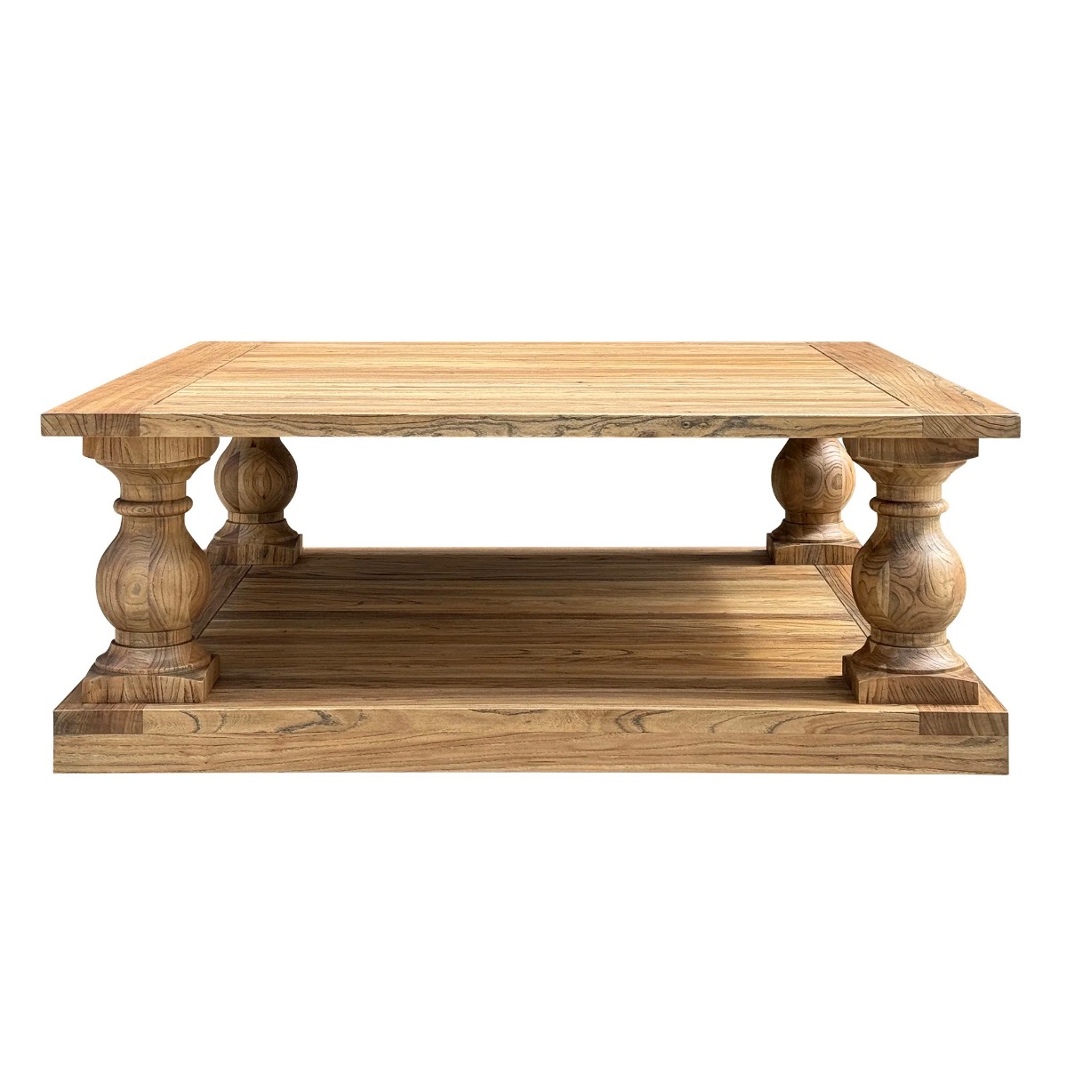 "Cayman" Hamptons Style Recycled Timber Square Coffee Table Natural, 120x120cm (RRP $1999) - Image 2
