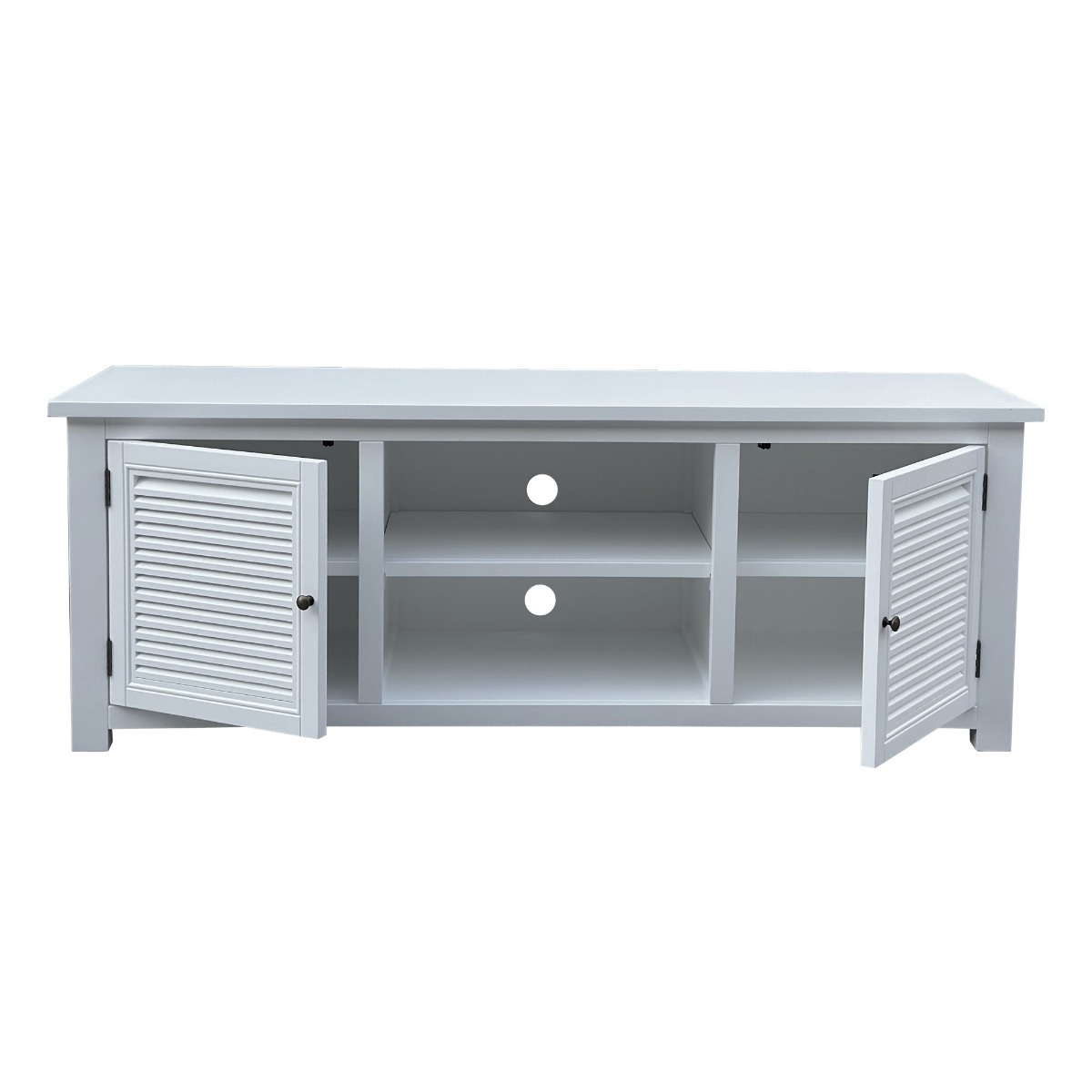 "Whitehaven" Hamptons Style 4 Door TV Unit Shutter Doors White, 165x53x60cmH (RRP $1799) - Image 2