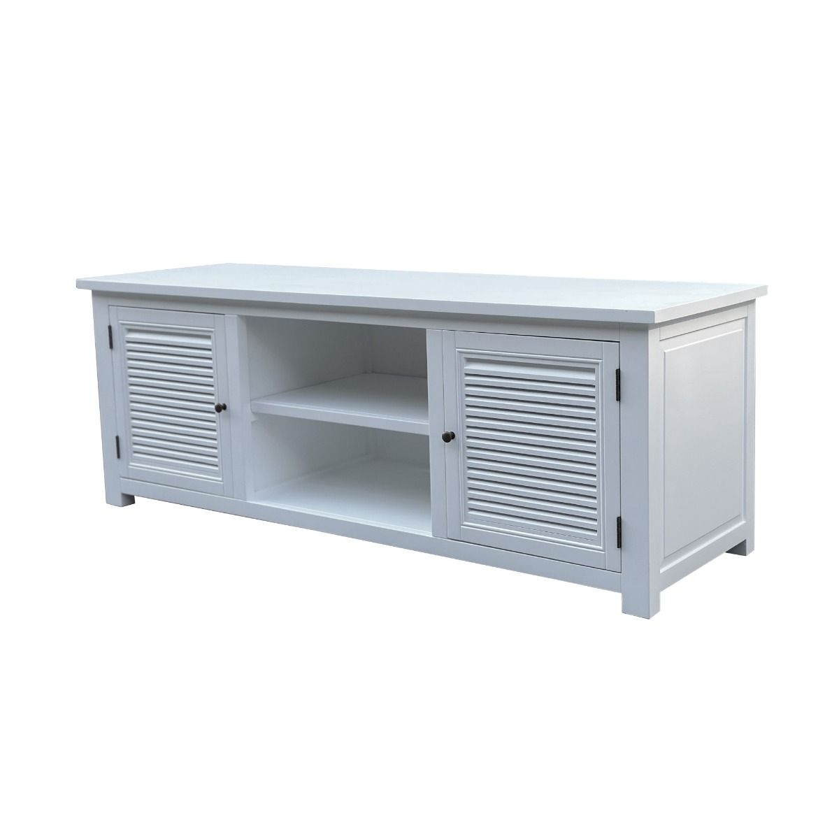 "Whitehaven" Hamptons Style 4 Door TV Unit Shutter Doors White, 165x53x60cmH (RRP $1799) - Image 3