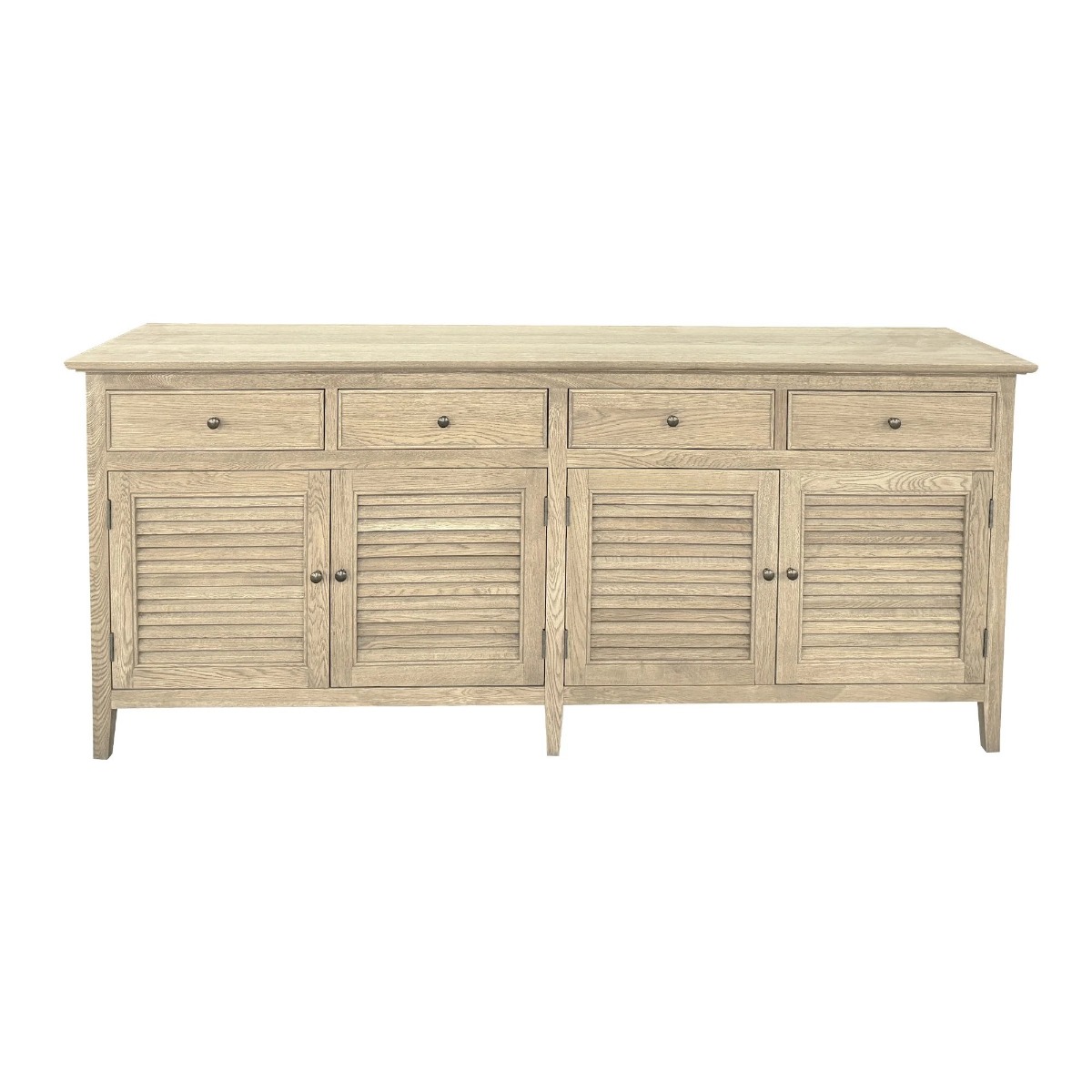"Plantation" Hamptons Style 4 Door Buffet Sideboard Weathered Oak, 200cm x 48cm x 85cmH (RRP $3699)
