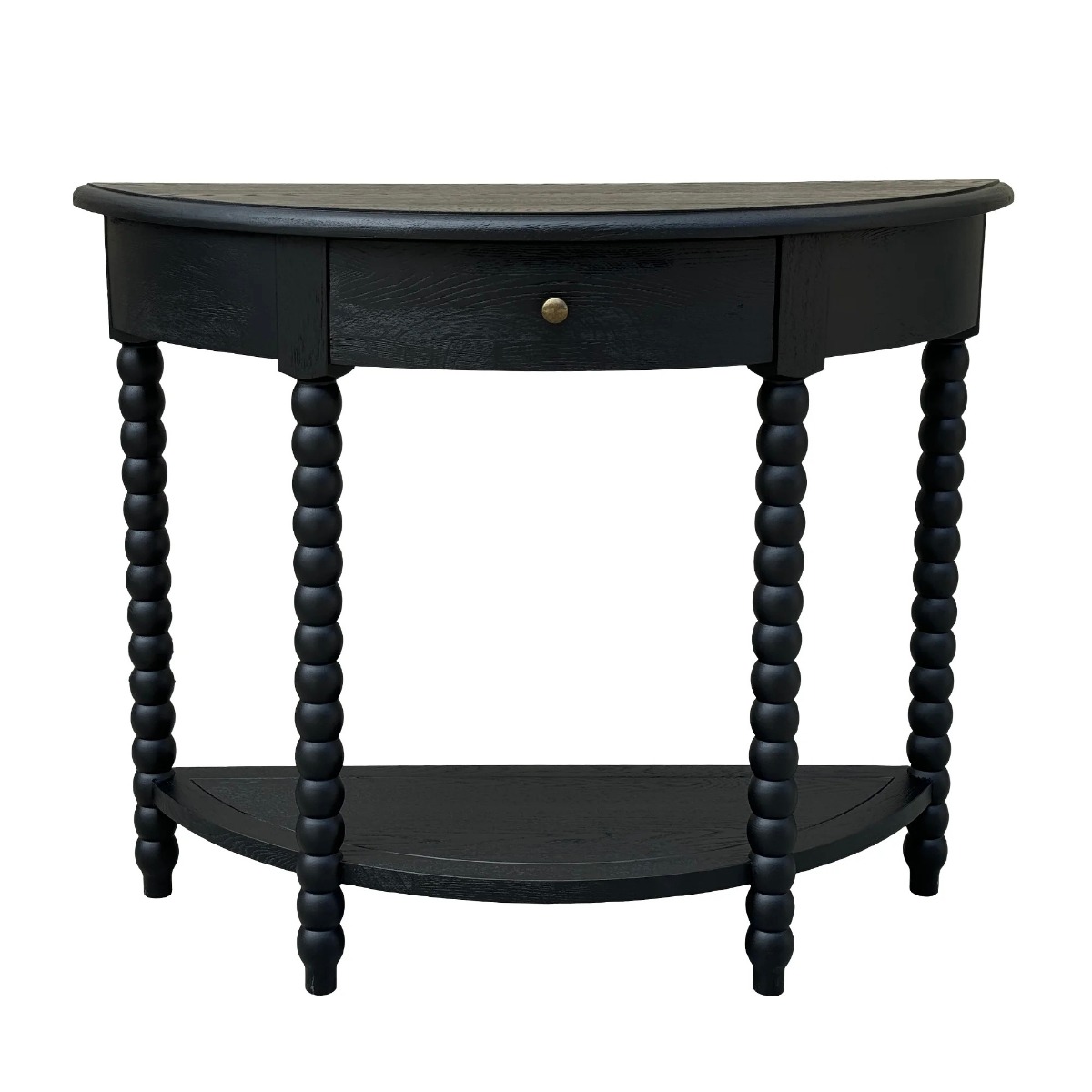 "Bobbin" Hamptons Style Timber Curved Hall Console Table Black, 100cmW x 35cmD x 81cmH (RRP $1299)