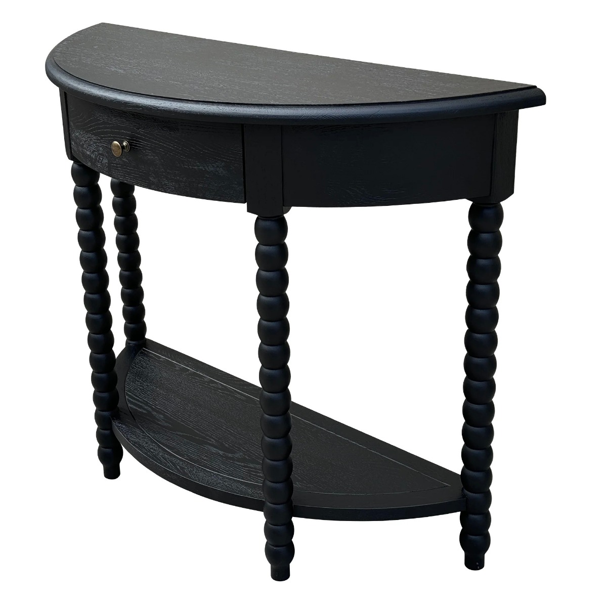 "Bobbin" Hamptons Style Timber Curved Hall Console Table Black, 100cmW x 35cmD x 81cmH (RRP $1299) - Image 2