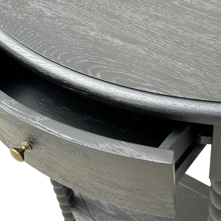 "Bobbin" Hamptons Style Timber Curved Hall Console Table Black, 100cmW x 35cmD x 81cmH (RRP $1299) - Image 3