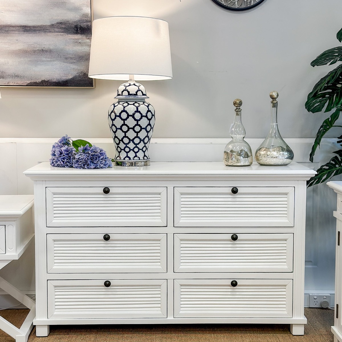 West Beach Chest of 6 Drawers White, L 140cm W 45cm H 82cm (RRP $1999) - Image 2