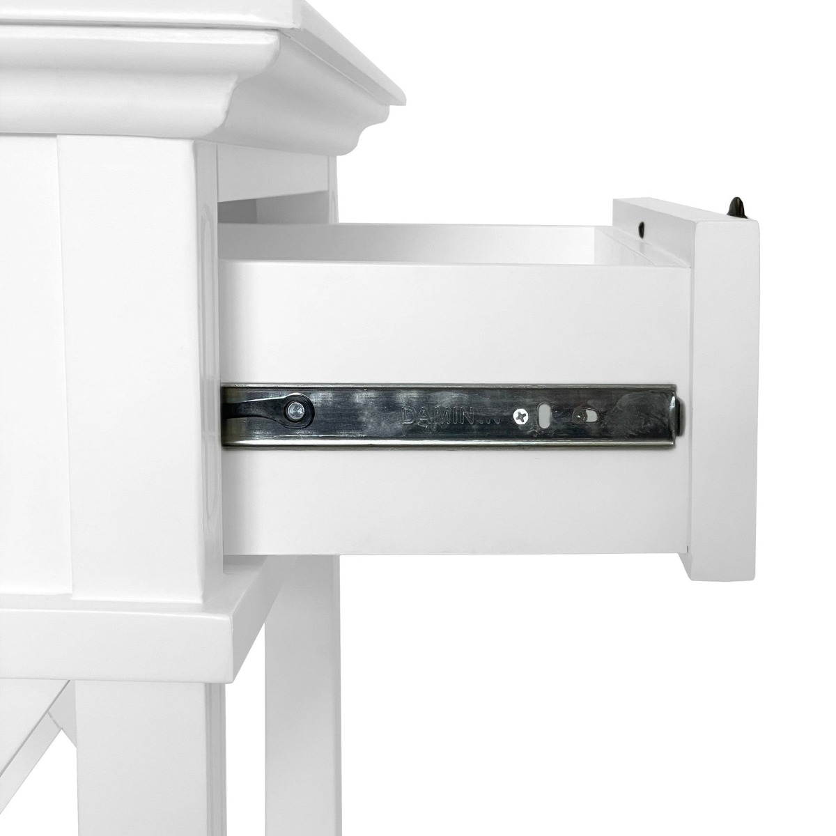 West Beach Hamptons Bedside Table W/Drawer White, W60 cm D40 cm H 65cm (RRP $499) - Image 4