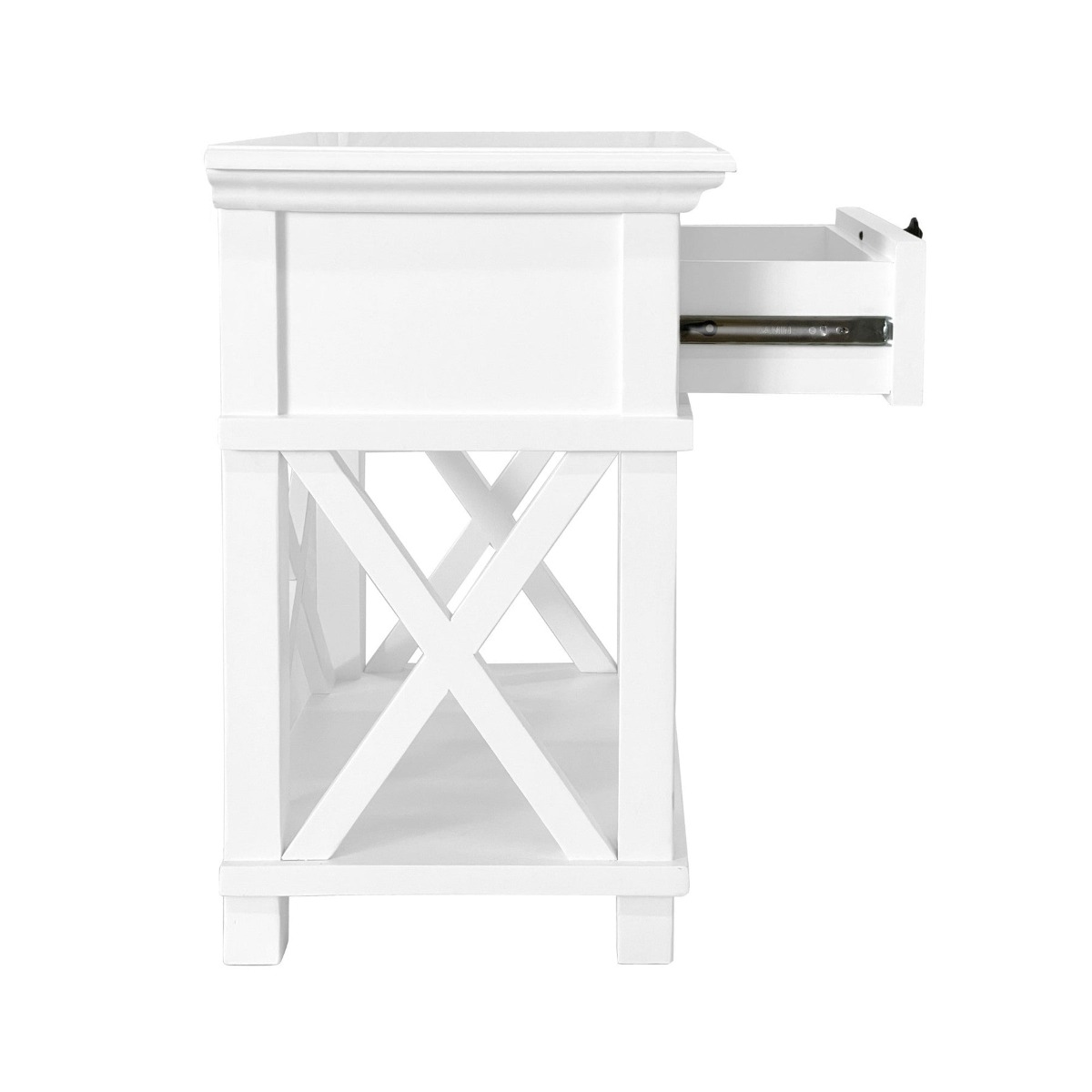 West Beach Hamptons Bedside Table W/Drawer White, W60 cm D40 cm H 65cm (RRP $499) - Image 6
