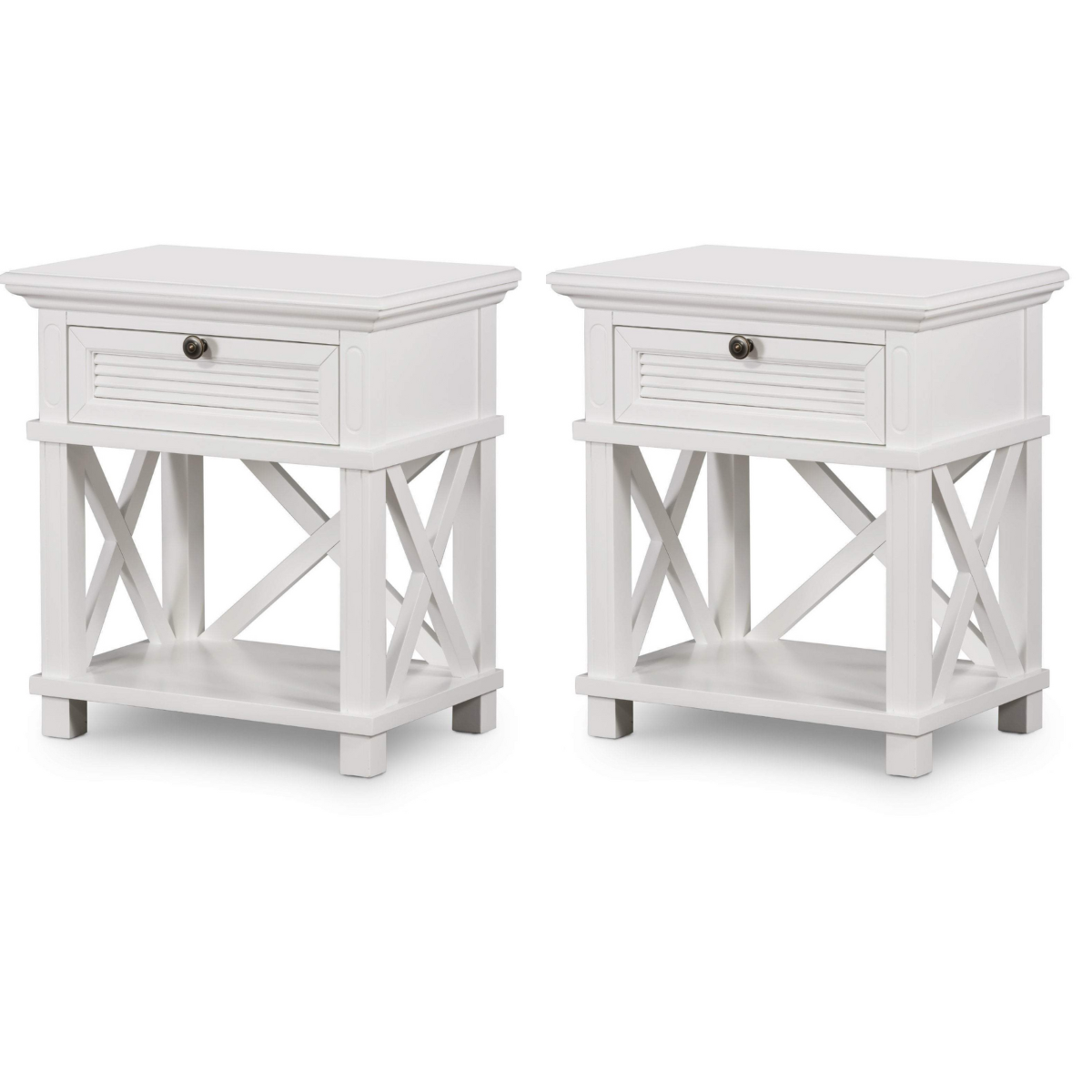 West Beach Hamptons Bedside Table W/Drawer White, W60 cm D40 cm H 65cm (RRP $499) - Image 13
