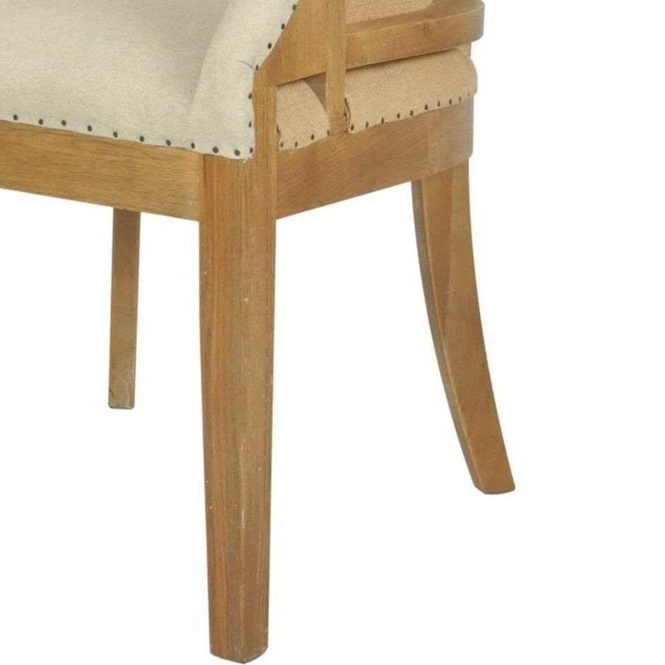 Oakwood Hamptons Linen Armchair Natural W/ Studs, W 64cm D 57cm H 93.5cm (RRP $799) - Image 5