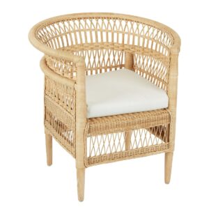 Livingstone Wicker Armchair - Outdoor Under-Cover Natural, W 77cm D 65cm H 80cm (RRP $549)