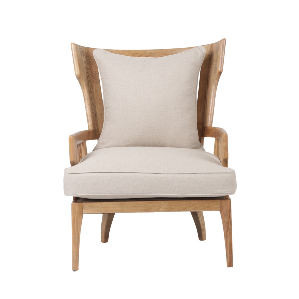 Jackman Coastal Oakwood and Linen Armchair Natural, W 84.5cm D 80cm H 104.5cm (RRP $1399)