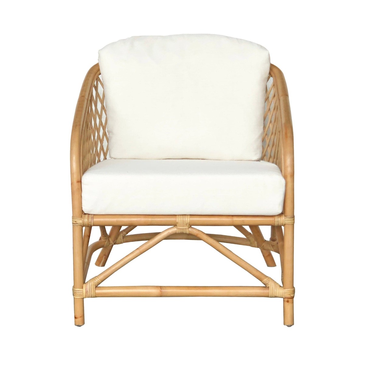 Montego Natural Rattan Lounge Chair with Cushions, W 73cm D 72cmcm H 85cm (RRP $949)
