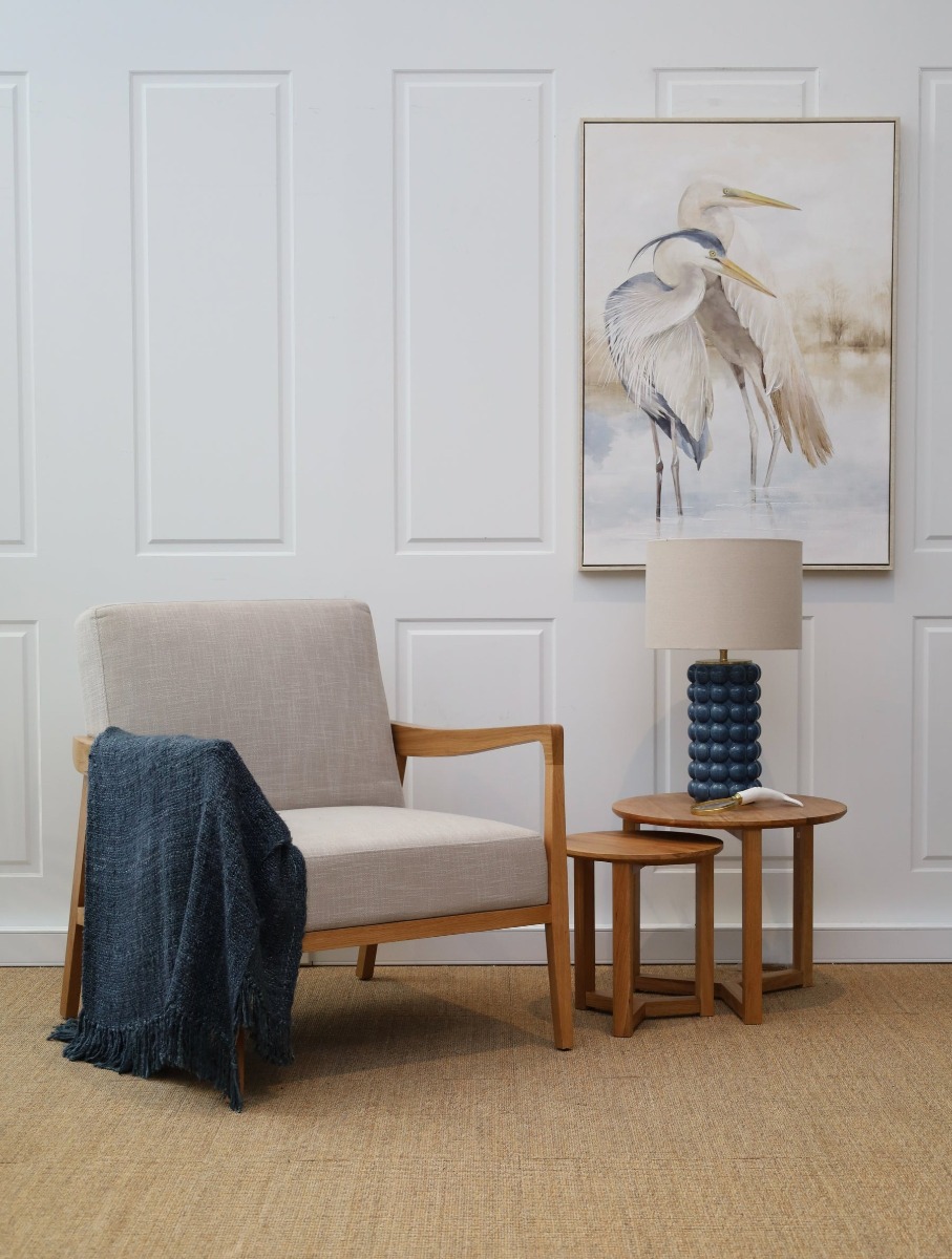 Preston Armchair Ash Natural Fabric, W 76cm x D 84cm x H 86cm (RRP $999) - Image 2