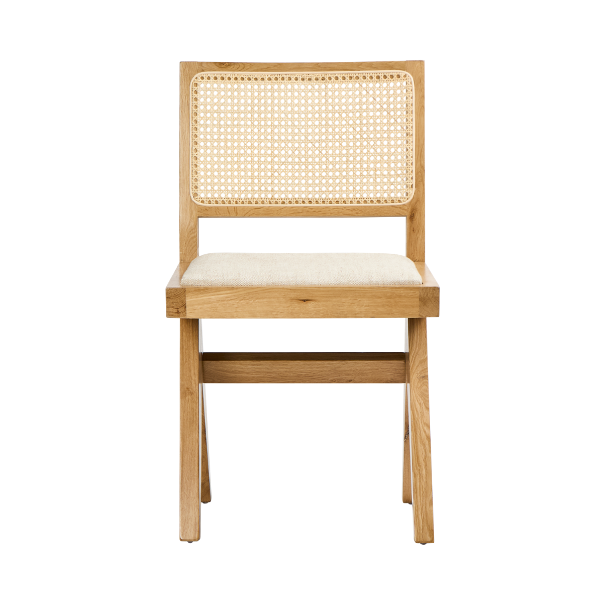 Lexi Scissor Leg Side Chair Oak Frame Natural Fabric, W 53cm x D 56cm x H 81cm (RRP $329) - Image 2