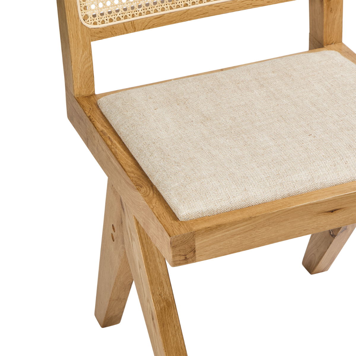 Lexi Scissor Leg Side Chair Oak Frame Natural Fabric, W 53cm x D 56cm x H 81cm (RRP $329) - Image 5